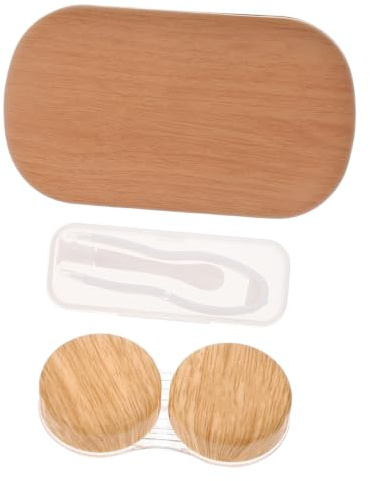 MOBUTOFU Estuche para Lentes de Contacto de Viaje Buen Sellado y Diseño Antidesbordamiento, Material Plástico Forro de Cuero y Espejo Pequeño Incorporado