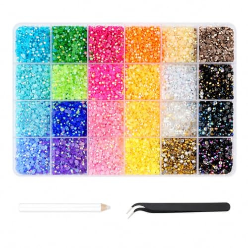 Strass per unghie 24000 pezzi 24 colori 3 mm con pinzetta
