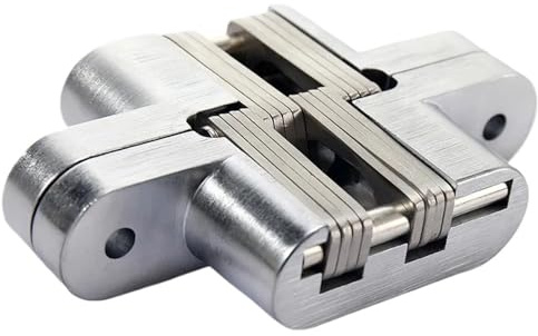 Cerniere Per Ante Cucina Cerniera invisibile a foglia for armadio oscillante a 180 gradi Scatola di legno nascosta Mortasa Finitura satinata con viti per Ante Cucina(Sliver-5)