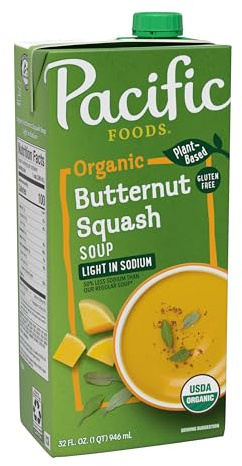 Pacific Foods Light in Sodium Organic Butternut Squash Soup, 32 oz Carton