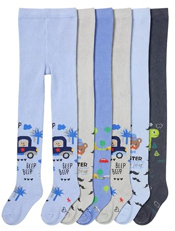 TupTam Calzamaglie Tinta Unita e Stampate Bambino, Set di 6, Mix di colori 2, 62-74