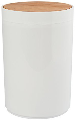 MSV Bad Serie Oslo Design Kosmetikeimer Bad Treteimer Abfalleimer Papierkorb Mülleimer 5 Liter (ØxH): weiß Bambus