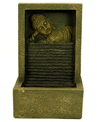 CAPRILO Fuente de Agua Decorativa Interior Diseño Buda Esculturas Resina. 15 x 11,5 x 24 cm.