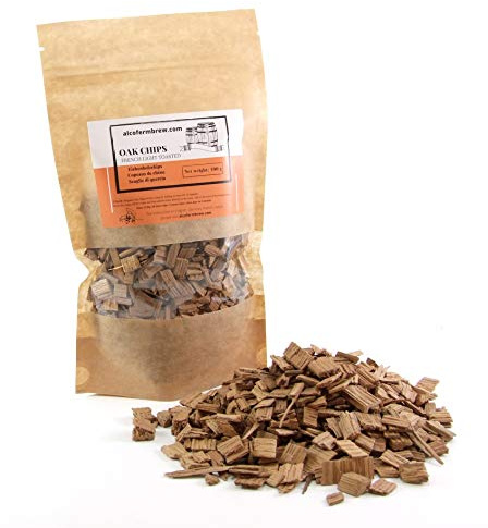 AlcoFermBrew Französische Eichenholzchips Leichte Röstung 100g – Naturholz zur Verfeinerung von Weinstruktur & Aromen – Mild getoastet