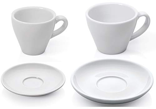 Gastro Spirit - 24-teiliges Espresso-Tassen Set Single + doppel - Weiß, 90 ml + 180 ml, Porzellan, dickwandig, 12er Set mit Tassen & Untertassen