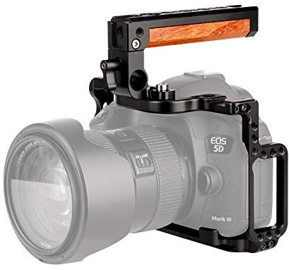 NICEYRIG Kamera Cage für Canon EOS 5D Mark IV III II DSLR Kamera Canon 5Ds 5D Mark II III IV EOS 5D4 5d3 5d2 Käfig Holzgriff mit Griff