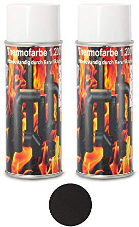 2x Ofenlack 1200°C Ofenspray Ofenfarbe Thermolack Schwarz Metallic 2x 400ml (ad-ideen)