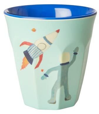 Rice Melamine Drinking Cup, Space Two Tone Motif, Medium, 100% Melamine, 9cm x 9cm, Dishwasher Safe, Great Gift