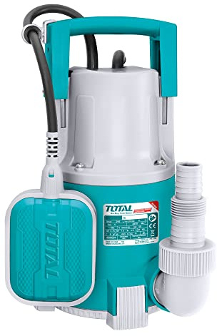 TOTAL - Bomba Eléctrica de Agua - Potencia de 400 W - Capacidad de Succión de 8 m - Con Cable de 9 m - Aparato Sumergible para Limpiar el Agua - Piscinas