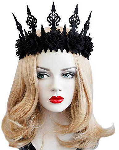Gothic Floral Crown Stirnband Braut Blume Girlande Stirnband Haarkranz Girlande Floral Kopfschmuck mit Band Frauen Mädchen Blume Tiara Haarschmuck für Hochzeit Cosplay Halloween Party Fotografie
