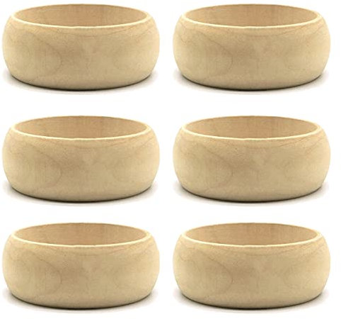 Holz-Armreif, 6 Stück, 6,8 cm, unlackiert, natürlicher runder Holzring für Kunst- und Handwerksprojekte, DIY-Schmuckherstellung, unlackierte Holzarmreifen, 6, One size