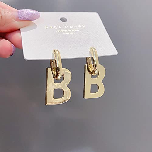 CXWK Gold Silber Farbe Buchstabe B Anhänger Ohrringe für Frauen Vintage Abnehmbarer Minimalistischer Schmuck