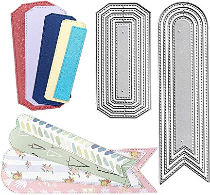 9 pcs Bookmark Cutting Dies, Banner Tags Ribbon Die Cuts Metal Embossing Stencils Template Mould for Card Scrapbooking and DIY Craft Album Paper Card Decor