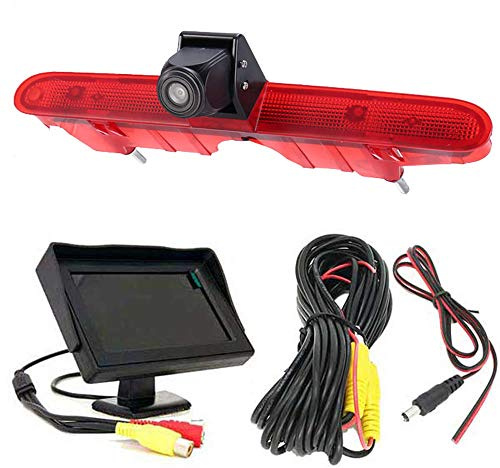 HD Haut Lampe Freinage lumière Vue arrière Caméra de recul Peut Ajuster l'angle Compatible avec Toyota Proace/Citroen Berlingo B9 Mk2 MK3 Furgon/Opel Combo/Limousine X19/Peugeot Partner Tepee/Rifter