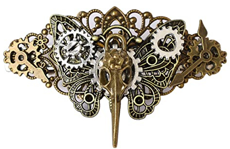 Brosche, Steampunk-Zahnräder, Flügelkette, Pentagon, für Damen und Herren, Gänge, Gänge