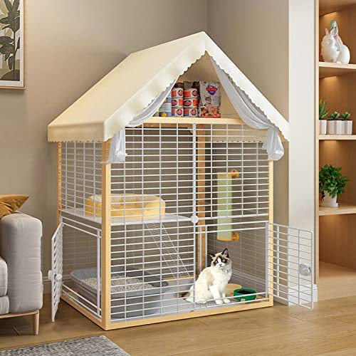 Katzenkäfig – Laufstall Für Katzen, Katzengehege Innen -DIY Kleintierkäfig Für Kaninchen, Meerschweinchen, Welpen Portable Metalldraht Yard Fence, Großer Auslaufplatz ( Color : Yellow-C , Size : 92*47