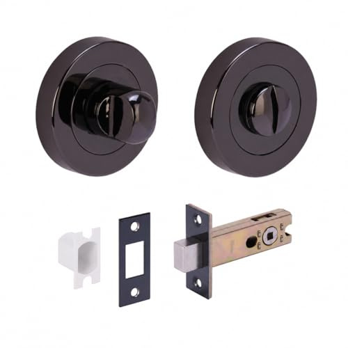 HANDLEZONE® Premium Bathroom Toilet Door Thumb Turn & Release Deadbolt Kit - Black Nickel - 76mm Bolt (57mm Backset)