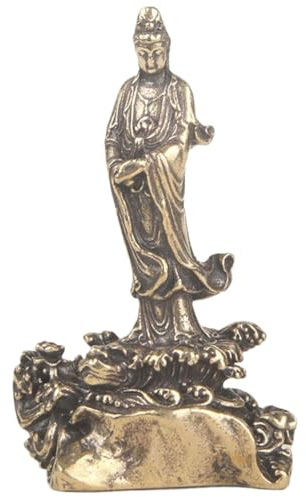 Yardwe Estatuilla De Quan Yin Estatua De Buda De Latón Escultura Budista De Kuan Yin Kwan Yin Diosa De La Misericordia Escultura De Compasión Decoración para La Riqueza