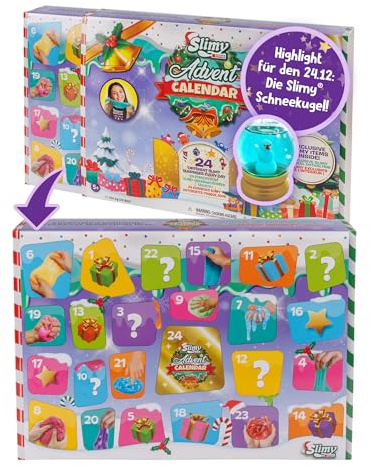SLIMY Adventskalender Limited Edition mit 24 verschiedenen Spielmassen - Original Slime Geschenk-Set, weihnachtlicher Spielspaß für Kinder mit Schleim (ab 3 Jahren)