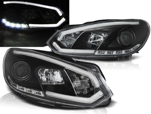 Tuning-Tec LED Light Tube Tagfahrlicht Scheinwerfer in schwarz für VW Golf 6 VI 2008-2012