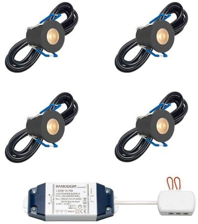 LED Einbaustrahler Valencia Schwarz bas | Einbauleuchten - Deckenstrahler - Einbauspots - Downlight - Terrassenüberdachung | 3W - Dimmbar - 230V - IP65 - Warmweiß | Set mit 4 Stück