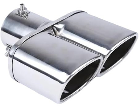 Auspuffblenden Auto-Heck-Heck-Hals-Liner Auto-runde Auspuff-Schalldämpfer-Spitze Edelstahl-Auspuff 1 Bis 2 Doppelrohr-Chrom-Zierleiste Modifiziert Endrohrblende (Color : Straight)