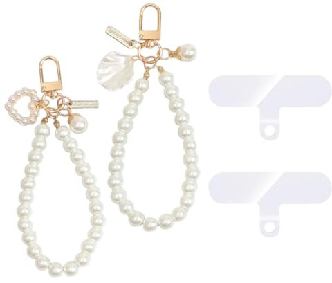 RDNKVB 2pcs Perlen Handykette Handyanhänger Handyperlen Lanyard Handyband, Armband Anhänger mit Abstandshalter kompatibel mit jeder Handyhülle