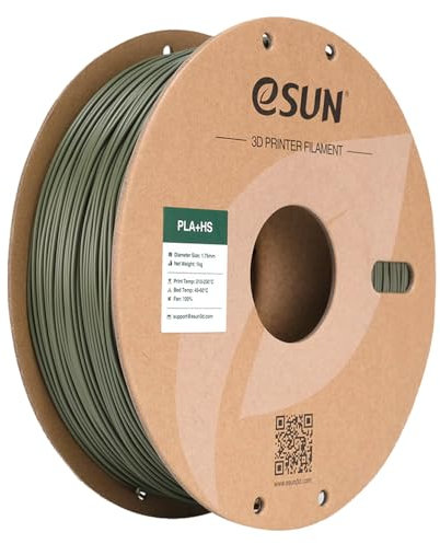 eSUN PLA+ Filament 1.75mm, PLA+HS Hochgeschwindigkeitsdruck 3D Drucker Filament Maßgenauigkeit +/- 0.03mm, 1KG Spule (2.2 LBS) Speedy PLA Plus Filament für High Speed Drucker,Olivgrün
