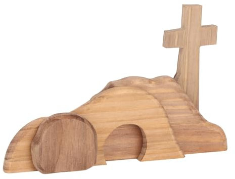 QANYEGN Decoraciones De Escena De Pascua, Tumba Vacía De Jesús Y Adorno De Madera Cruzado, Tumba Vacía De Madera Hecha A Mano Cruzada para Fiesta En Casa Boda