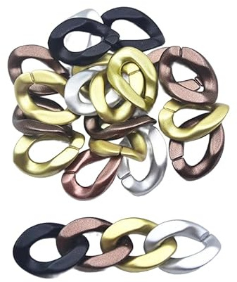 JTZYM 100/200 Stück Acryl Ringe 23mm x 17mm Matt Gold Acryl Glieder Verbinder Kunststoff Kettenglieder für Schmuckherstellung Telefonkette