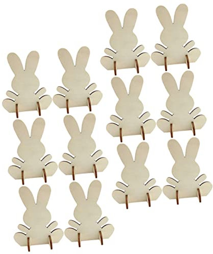 ULDIGI 12 Stücke Unbehandeltes Holz Osterhase Ausschnitte Diy Handwerk Dekorationen Für Kinder Basteln