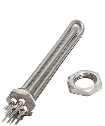 AUPERS Élément chauffant tubulaire SUS 304 à filetage BSP de 1 pouce avec accessoire DC 12 V/24 V/36 V/48 V 200 W/300 W/600 W for chauffe-eau solaire Reality(BSP 24V_200W 200MM)