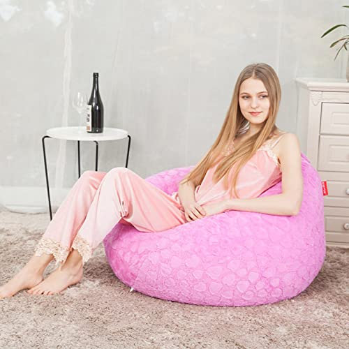 Rosafarbener Sitzsack-Bezug für Erwachsene und Jugendliche, Liege, Sitzsack zum Spielen, Lesen und Entspannen, abnehmbarer und waschbarer Bezug, 80 x 90 cm