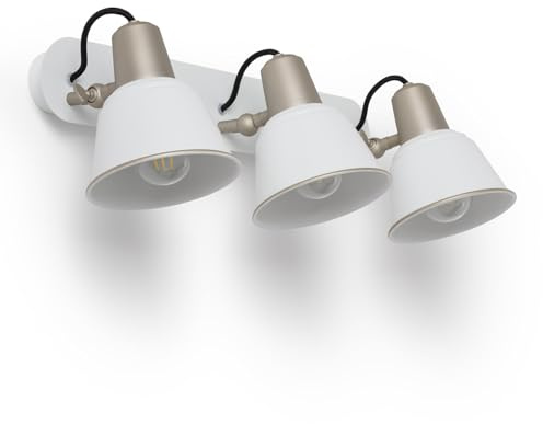 LEDKIA LIGHTING Lámpara de Pared Baño Metal 3 Focos Birzay Blanco E27