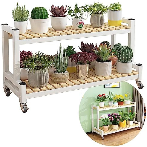 Estante de metal para plantas para interiores y exteriores, jardín, escalera de 3 niveles, estante de almacenamiento para balcón, sala de estar, soporte de exhibición de flores, soporte para muebles