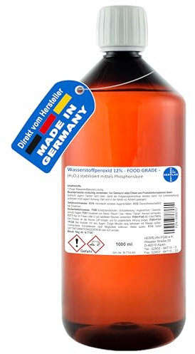HERRLAN® Wasserstoffperoxid 12% stabilisiert – 1 Liter - FOOD GRADE H₂O₂ Lösung für Wasserpflege & Hygiene - BAuA N-77383 - Made in Germany – MHD 12 Monate