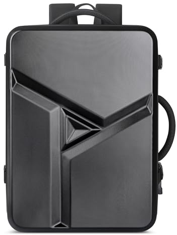 VARLIVOO Gran Mochila Viaje Ampliable 31-44 L Maleta Cabin con Puerto USB rigida Mochila portatil 15,6 Pulgadas Equipaje de Mano Hombre Bolsa de Viaje para Excursión Trabajo Negro A