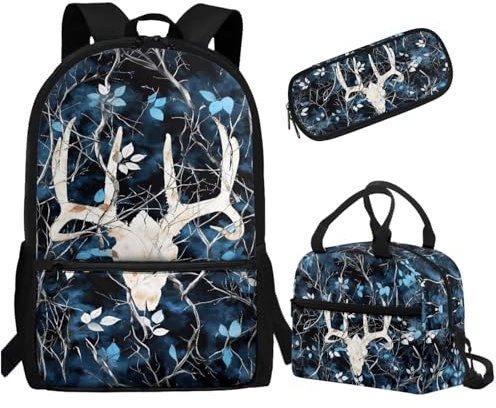 COEQINE Blue Elf Backpack for Girls 5 Year Old Lightweight Kids Bookbag and Lunchbox Backapck Back to School Gifts 3 Piece Laptop Bag Set