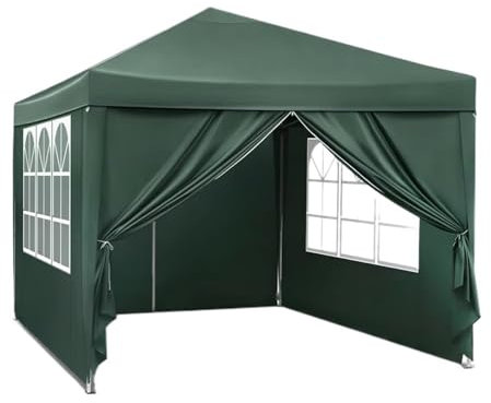 Abris de Voiture Auvent Pliable 3 x 3 m, Tente de Jardin, Camping, imperméable, Protection UV, avec Sac de Transport, Pare-Soleil Garage carport(Green)
