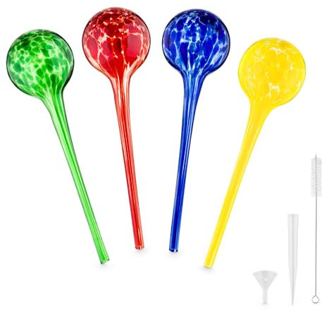 mypikin Bewässerungskugel Selbstbewässernd, Tropfend, Aus Glas, Mit Allen Accessoires, Bunt 350 ML Wassertank, 21 cm Stiellänge für die Wohnung, den Garten oder das Büro