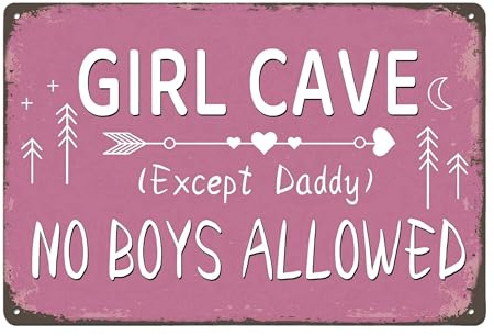 DWUENT Preppy, Preppy Room Decor, Nursery Preppys Room Decor, Girls Rooms Sign, Hanging Iron Wall Decor for Teen Girls Bedroom, 20x30cm No Boys Allowed Sign, Stylish Rooms Decoration