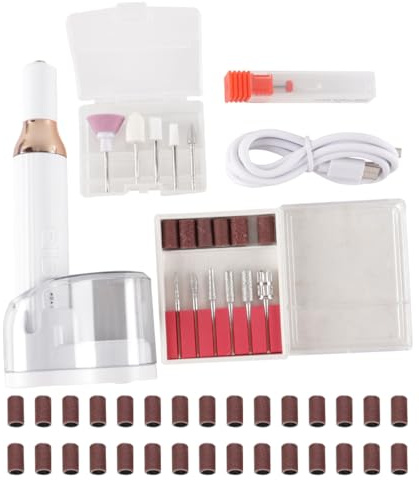 Enwye Lime per unghie elettriche, trapano elettrico senza fili 12 in 1 per unghie acriliche e gel, 3 velocità regolabili con punte per trapano e nastri abrasivi.