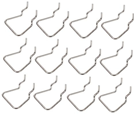 ABOOFAN 12pcs Stainless Steel Perforated Wall Hooks Single Pegboard Hooks for Tools Non-Slip Design for Stable Organization Easy Install Hanging Display for Garage Shop Storage