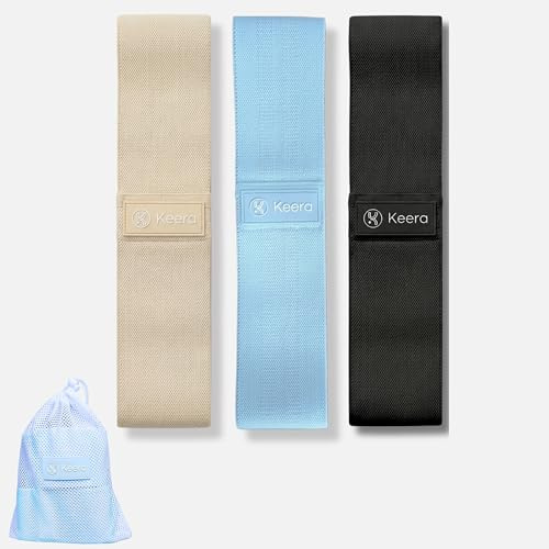KEERA Bandes de Resistance (Lot de 3) - Bandes Elastique de Musculation - Bandes de Resistance en Tissu pour Yoga, Pilates, Fitness