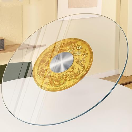 Lazy Susan Plateau tournant rond en verre trempé 50 cm, 60 cm, 70 cm, 80 cm, 90 cm pour table de cuisine et de salle à manger, grande assiette de service transparente