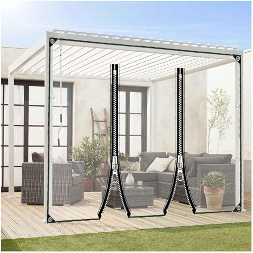 Sonakia Transparent Waterproof Tarpaulin With Eyelets, Outdoor Tarp Curtains, Clear Tarpaulin Side Panels, for Garden Garage Terrace, Pvc Plastic Protective Tarpaulin, 0.3mm,WxH-3.2x3m/10.5 * 9.8ft