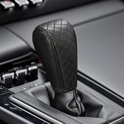 Auto Schaltknauf Abdeckung,Leder Schalthebel Abdeckung,Rutschfeste Wasserfeste Handbremse Abdeckungs,Staubdicht Auto Schaltknauf Schutz,Universeller Kfz Schalthebel Innenraum Dekoration (Schwarz)