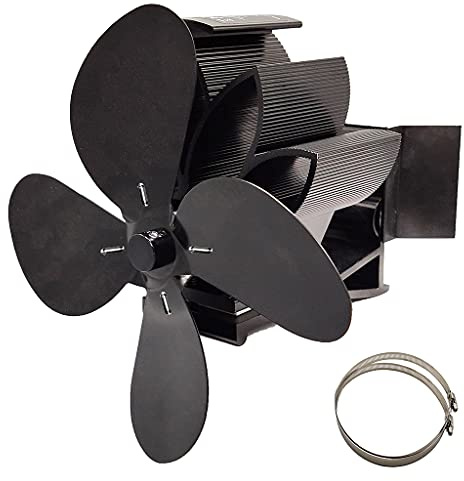BG509 - Ventilador de estufa de 4 estufas alimentado por calor para leña de pellets, dispersa el aire caliente a través de la casa, soplador de madera, alimentado por calor, no eléctrico, hogar