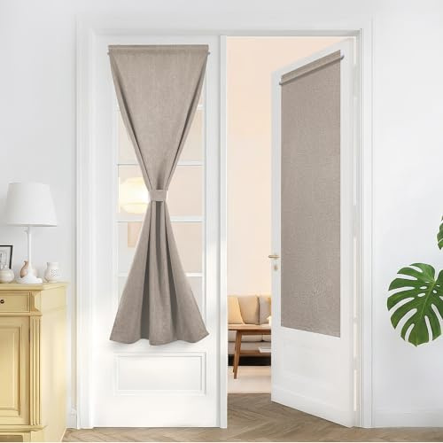 Deconovo Tende Oscuranti 100% con Tasca per Asta – Set di 2 Pannelli, Tende per Interni a Vetro Finestra, 55x130 cm, Cachi, per Cucina, Bagno, Camera e Ufficio