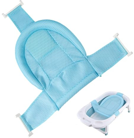 DIFLAX Cojin Bañera Bebe, Reductor Bañera Bebe, Adaptador Bañera Bebe, Hamaca Ducha, Asiento Baño Silla, Almohadilla Malla Soporte para Recién Nacido Azul